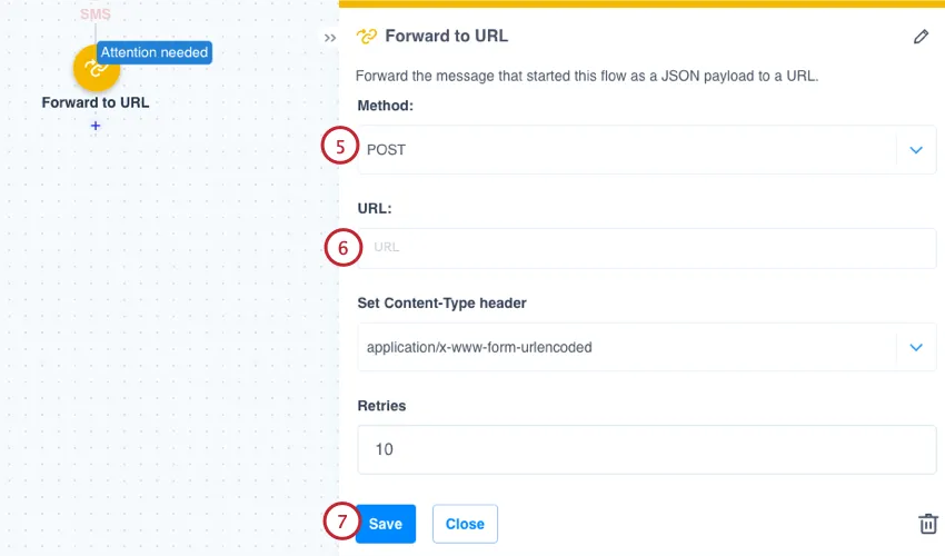 choosing POST and adding the URL