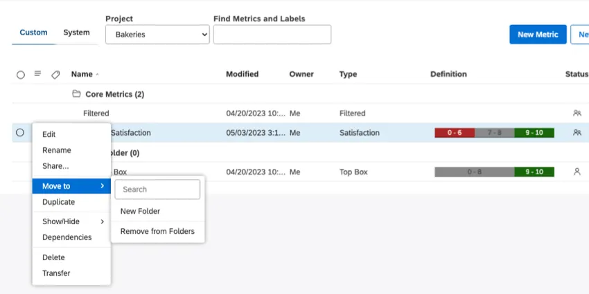 remove from folders option
