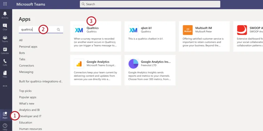 selecting the Qualtrics app in the app store