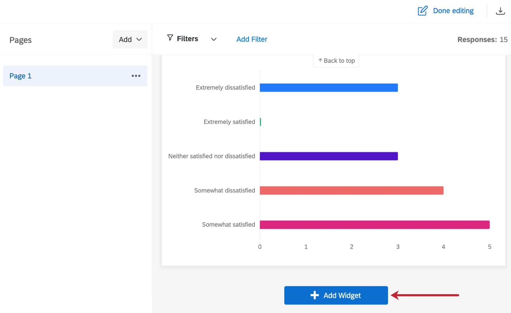 add widget button within results dashboards