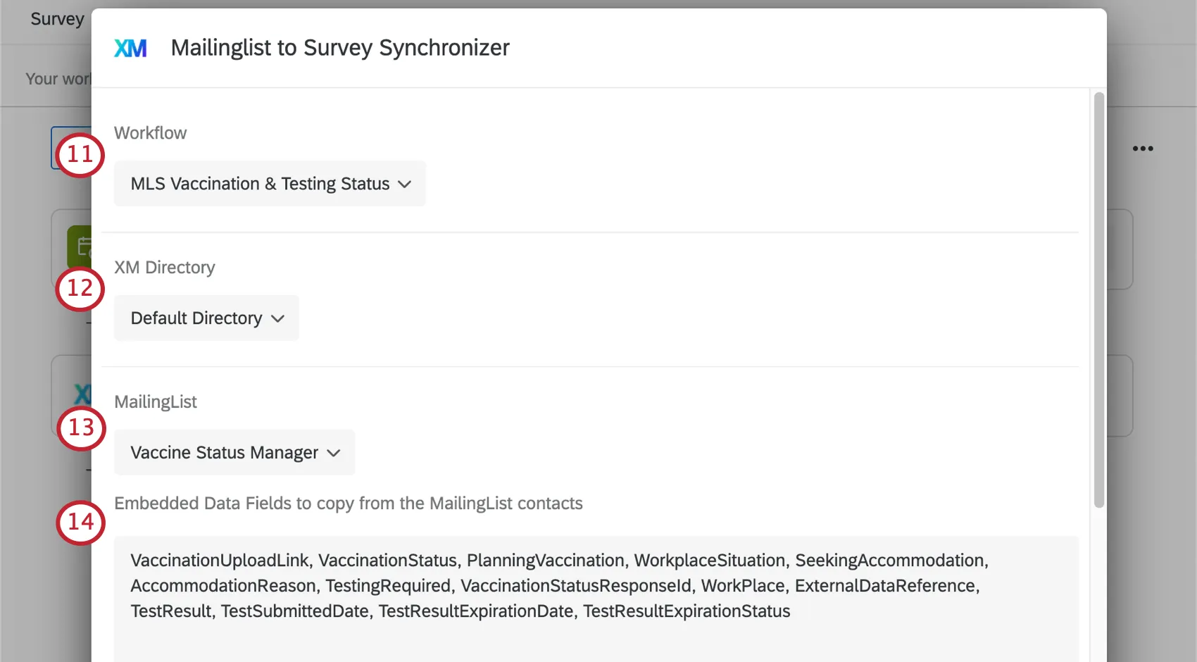 Fields described in steps