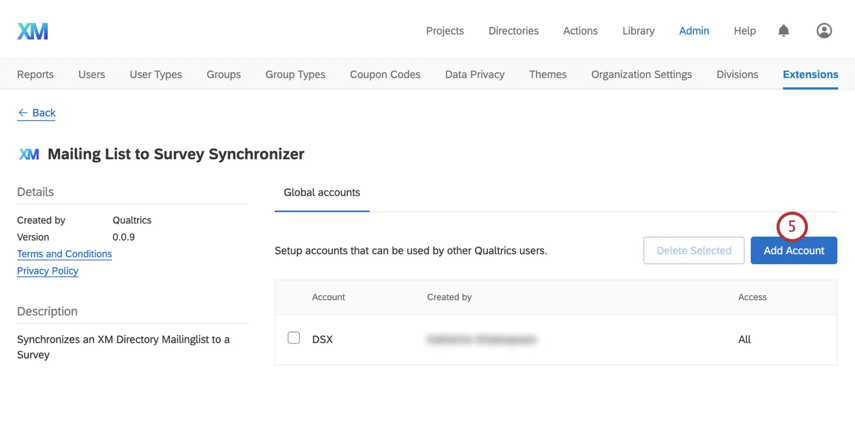 Botão Adicionar conta