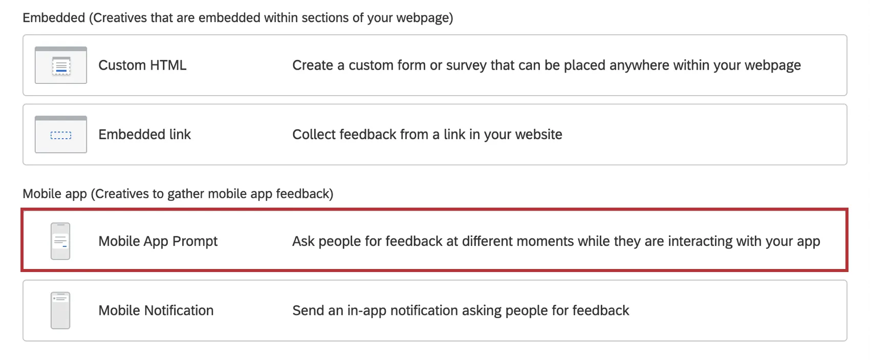 Create New Intercept window with Mobile app selected