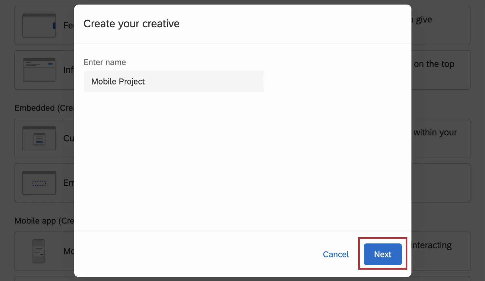 nommer le projet de retour dinformation mobile