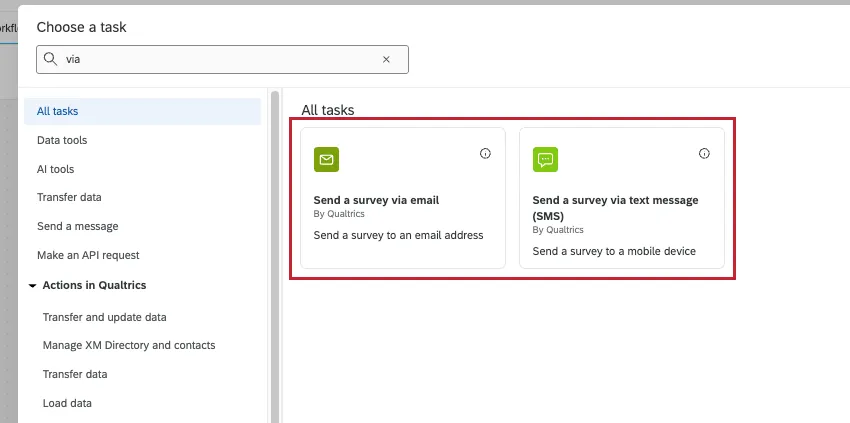 the 2 survey tasks are shown