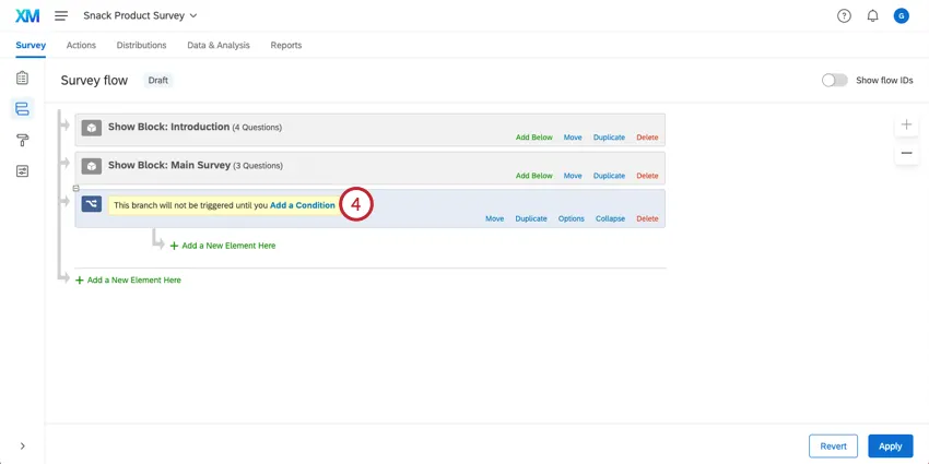 Add a Condition on the branch in the survey flow