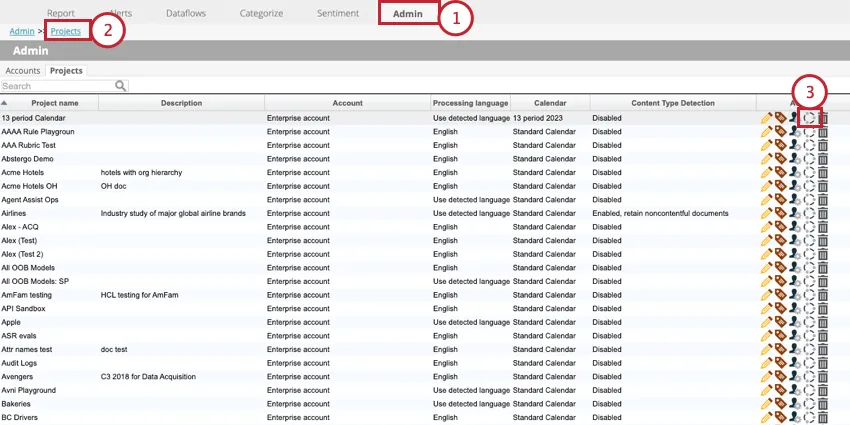 clicking Models in the projects page