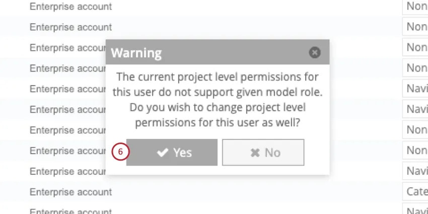 clicking yes in the popup
