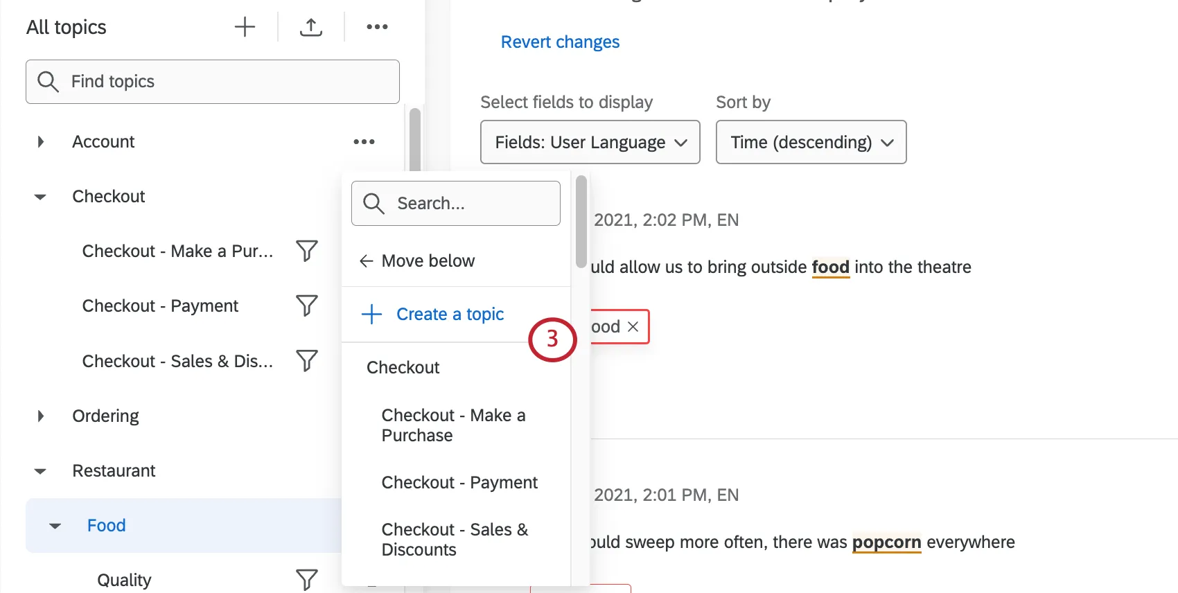 É aberto um novo menu no qual você pode selecionar um novo local