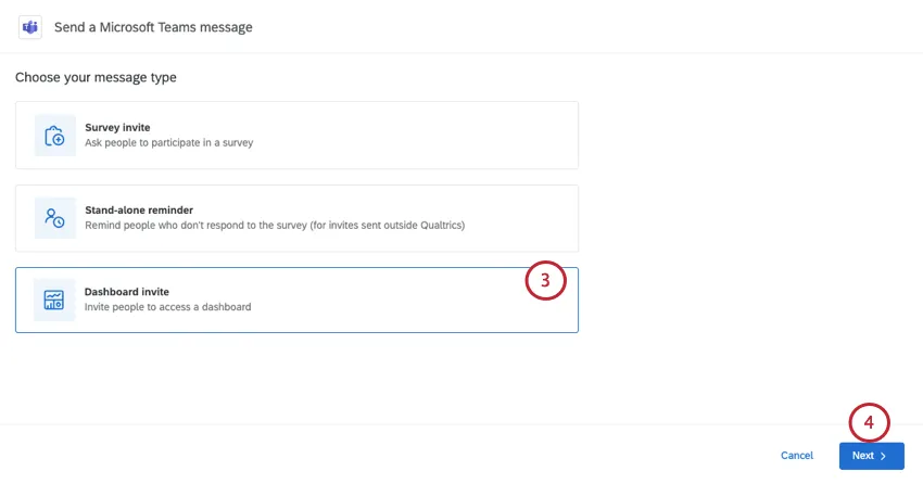 choosing dashboard invite