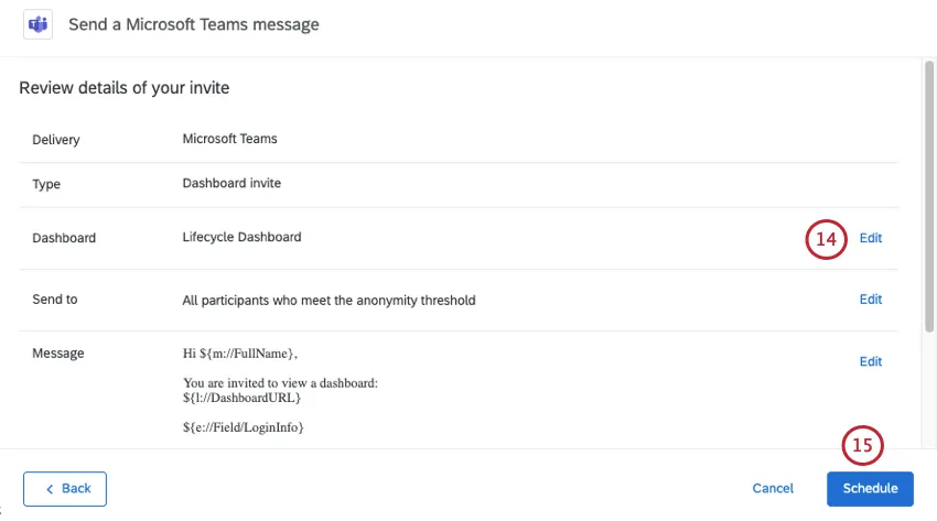 reviewing the message before sending it