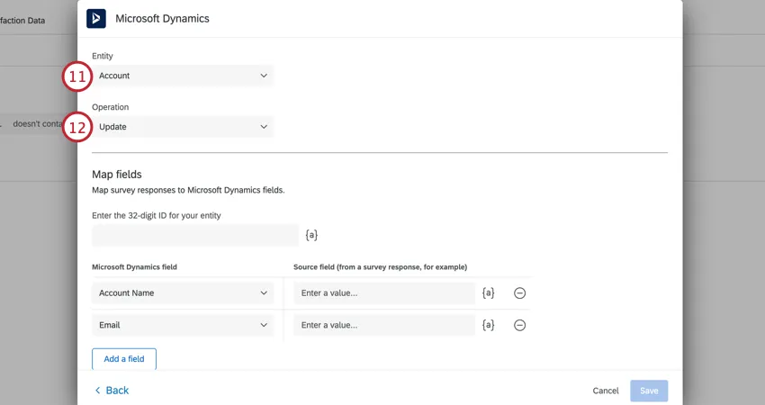 choosing the entity and operation