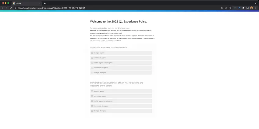 an example EX survey