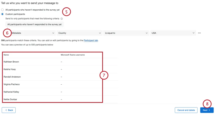 choosing the reminder recipients