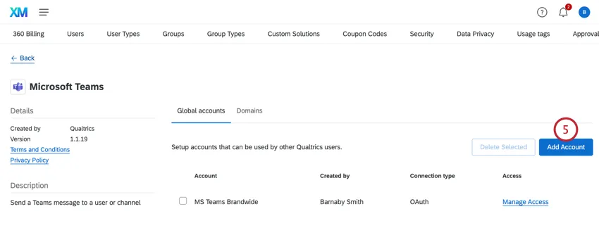 clicking add account