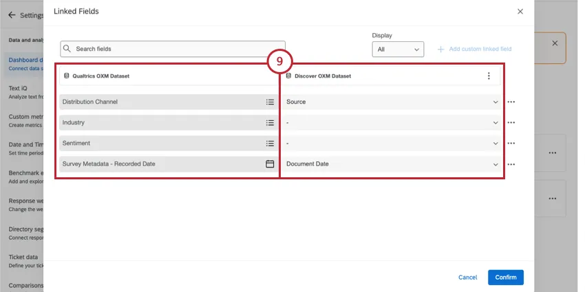 colonne delleditor dei campi collegati
