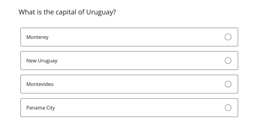 Qual è la capitale dellUruguay? Seguita da una lista di scelte