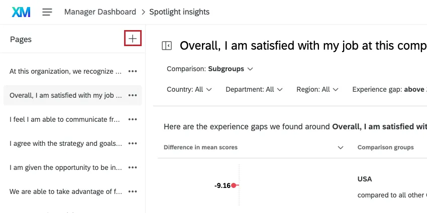 Menü „Seiten“ links, Pluszeichen oben rechts daneben
