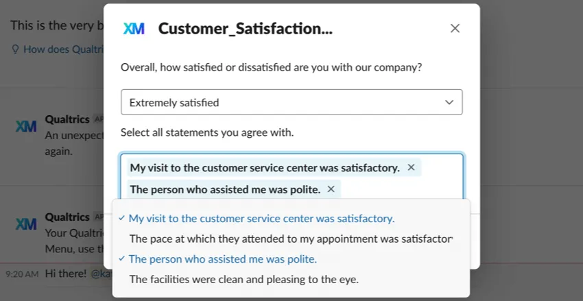 Dropdown from multiple select question