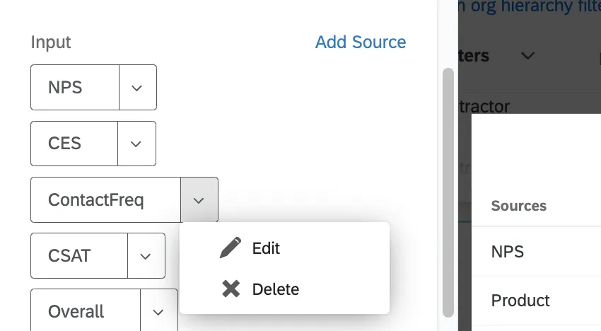 delete option next to a source field