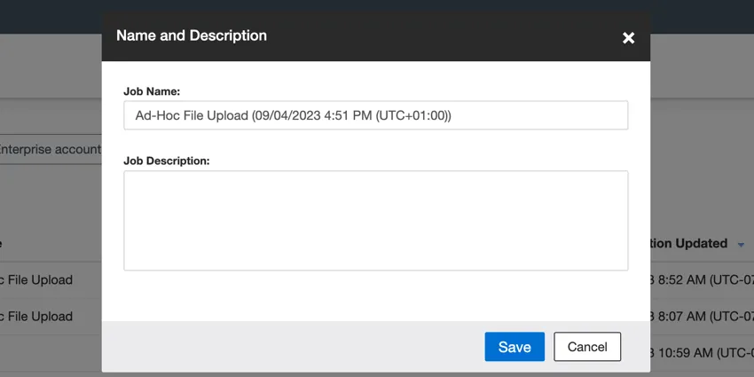 editing the job name and description