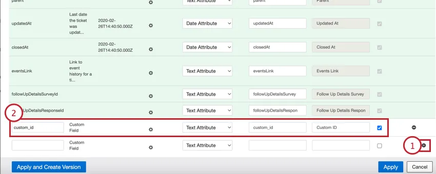 aggiungere un nuovo campo nella sezione mappatura origine