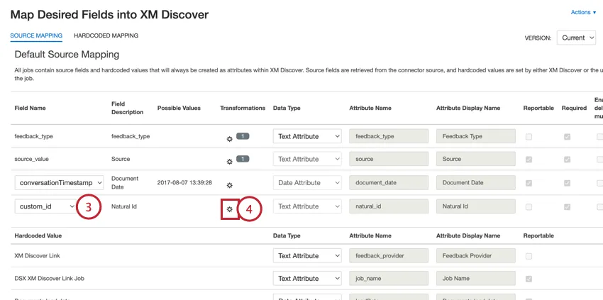 clicking the transformation icon next to the natural id field