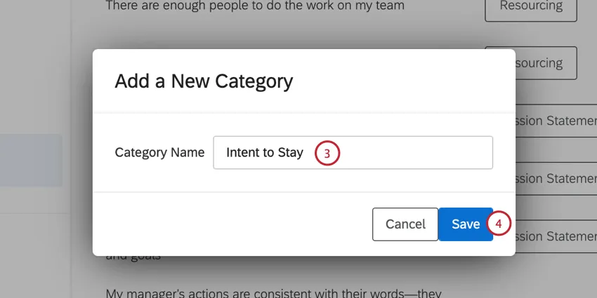 naming and saving the category