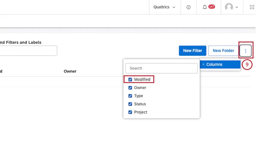 Select which of the optional columns should be displayed in the table on this page by clicking the Options icon, and ensure that the checkbox next to the columns that you wish to display is selected.