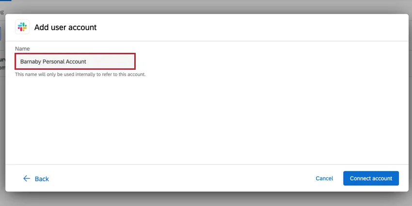 entering a name for the account