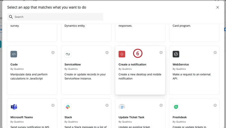choosing the create a notification task