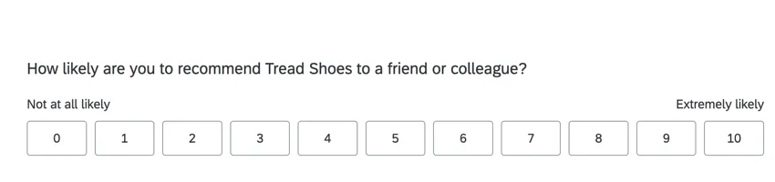 an NPS question in horizontal format