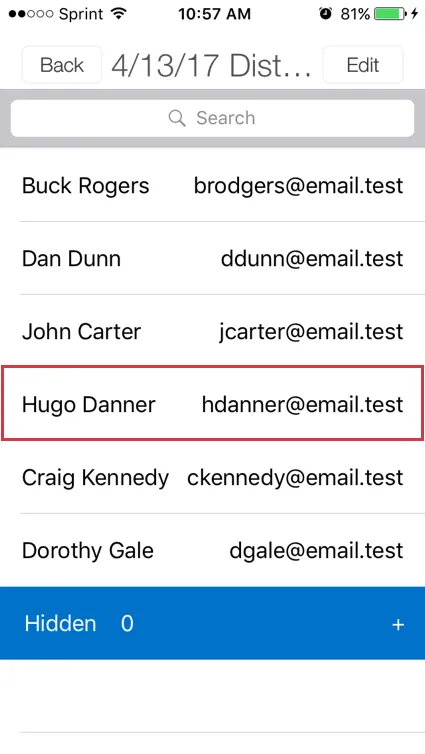 List of people within a contact list