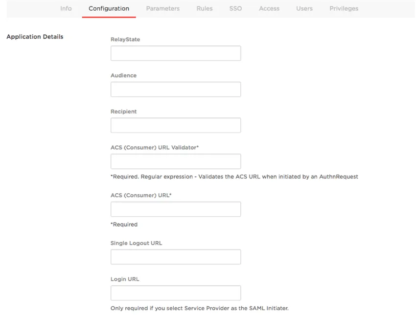 OneLogin-Felder in weiß