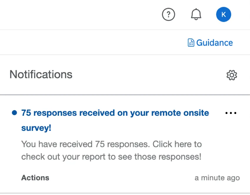 Notificação no produto informando quantas respostas foram recebidas
