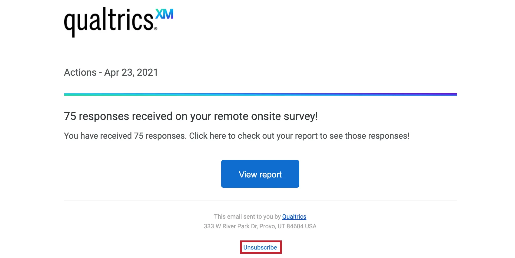 Schaltfläche Abmelden ganz unten in der E-Mail