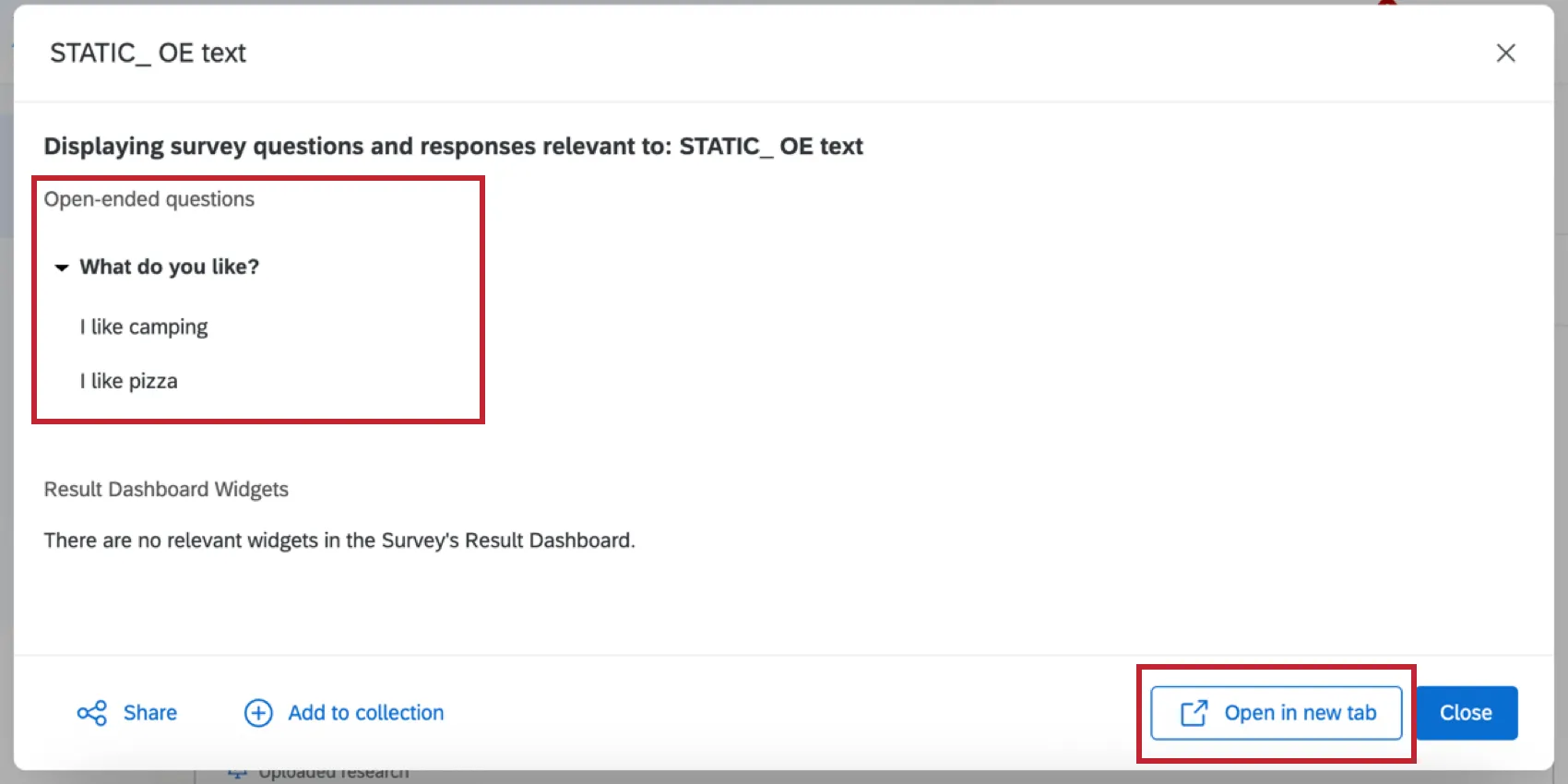 clicking on a survey to view open responses