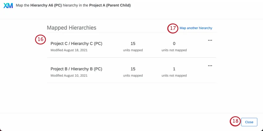 clicking "map another hierarchy"