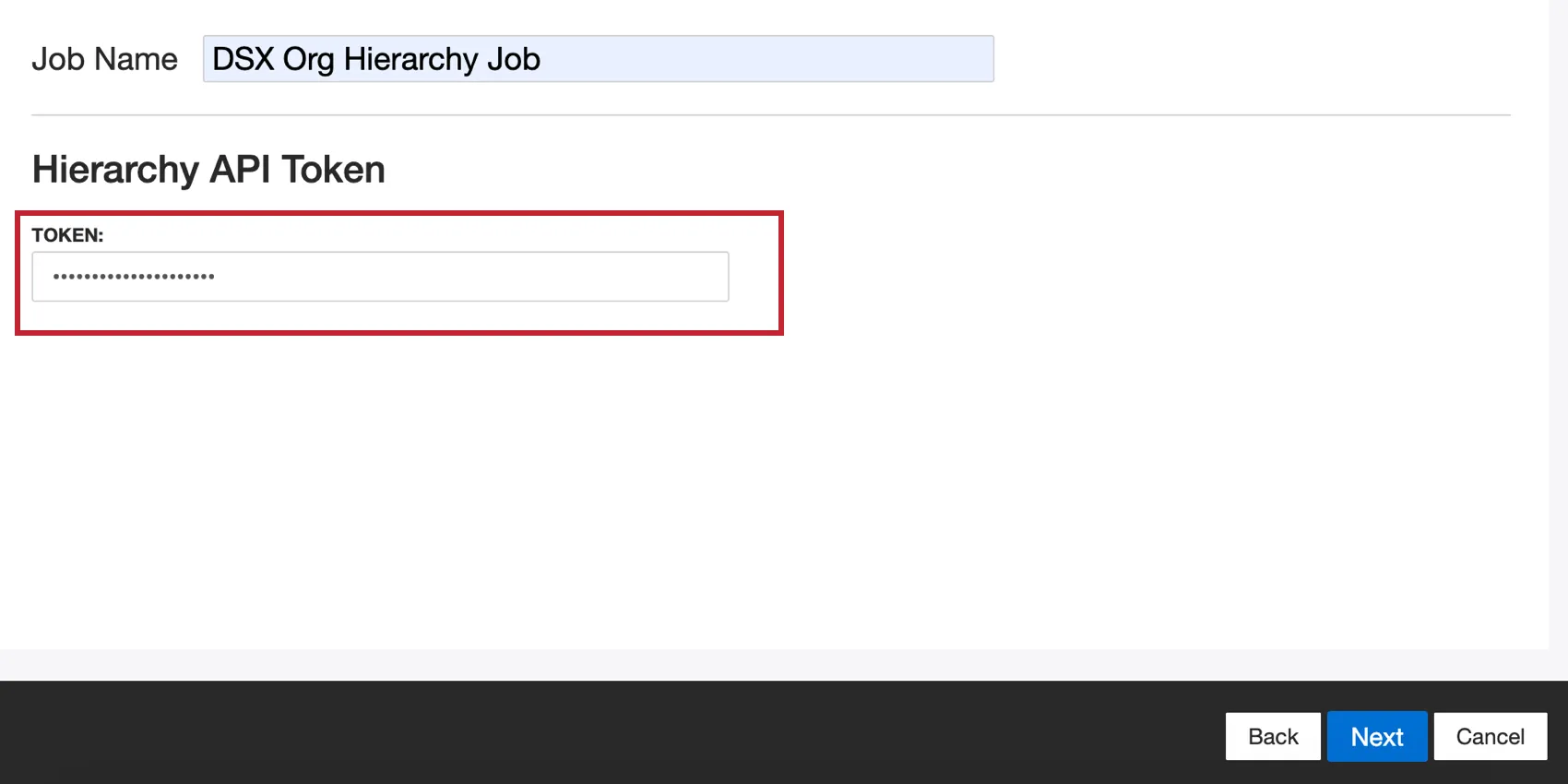 antering an hierarchy api token