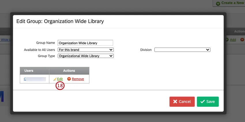 the edit button for editing the permissions of a user within a group