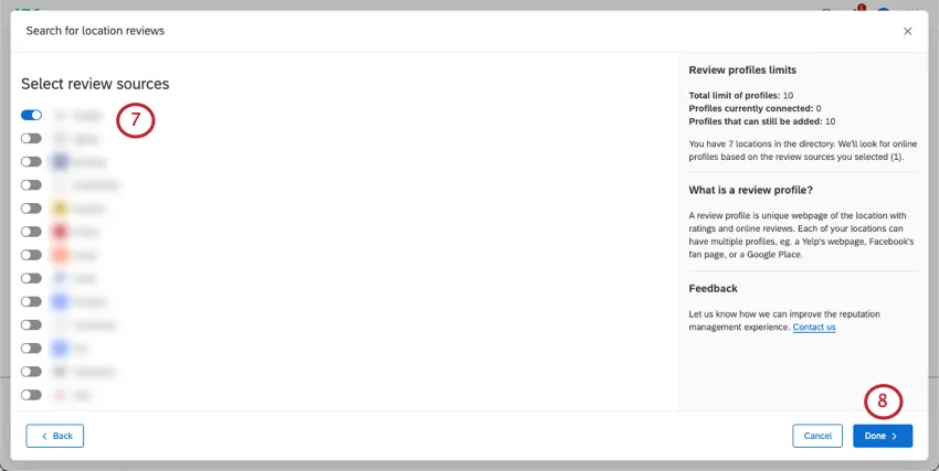 Auswahl aus einer Liste von Überprüfungsquellen