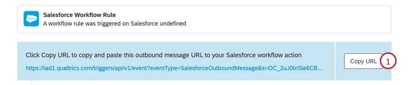 clicking copy url next to the workflow rule event