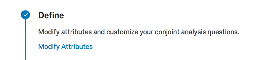 Define step with blue edit attributes link text