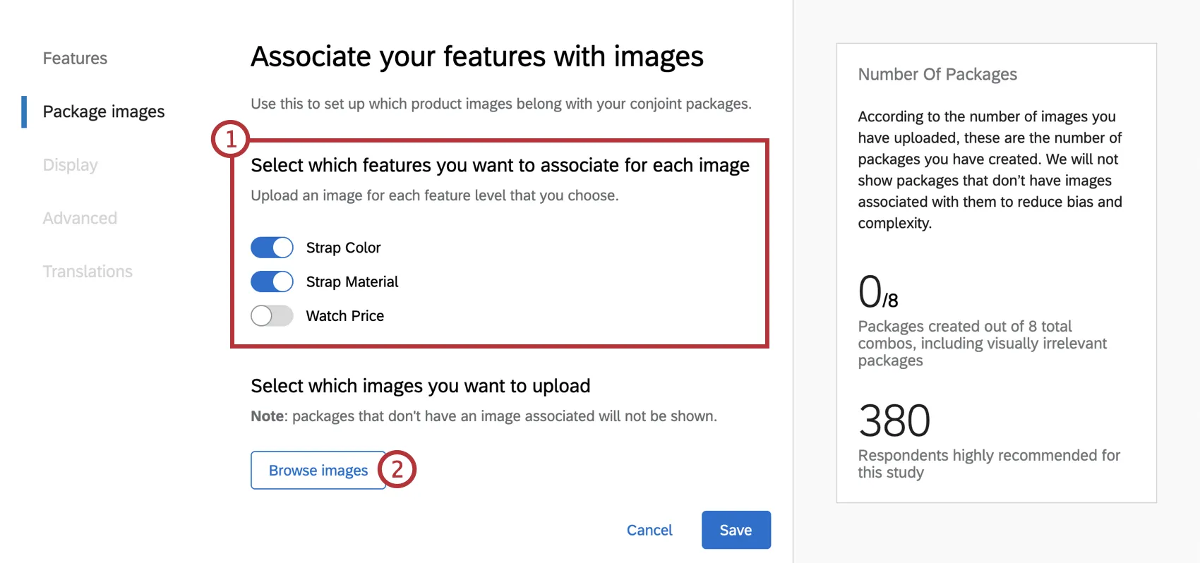 étapes de sélection de fonctions à associer à des images &amp ; exploration dimages