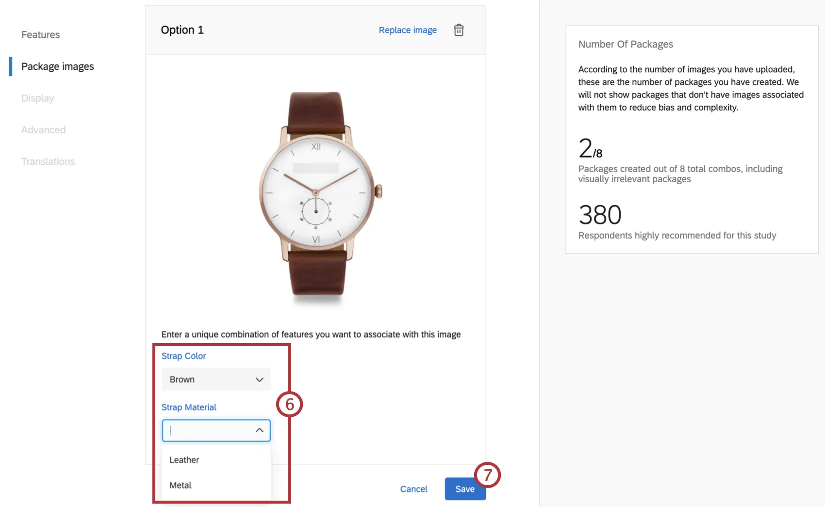 selecting a combination of features to apply to each image
