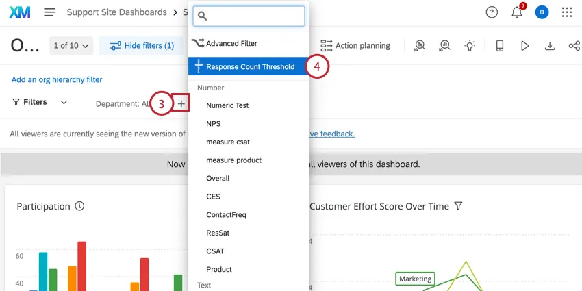 adding a response threshold page filter