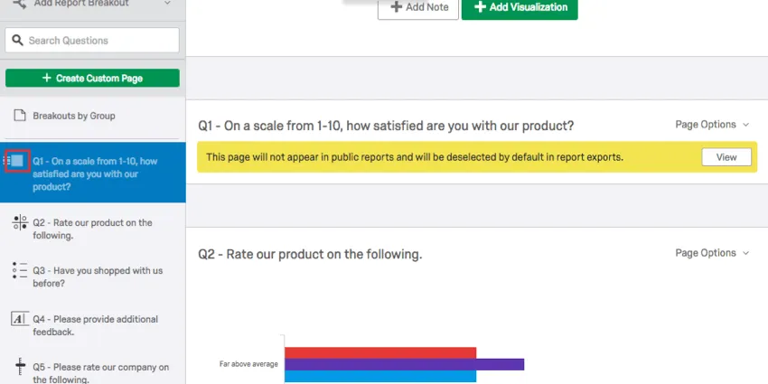 La página deseleccionada en el menú de la izquierda se ha atenuado y se indica que está oculta mediante un banner amarillo en el centro de la página.
