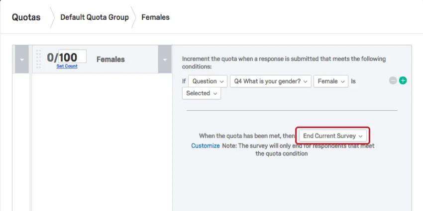 Dropdown-Menü mit ausgewählter Option „Aktuelle Umfrage