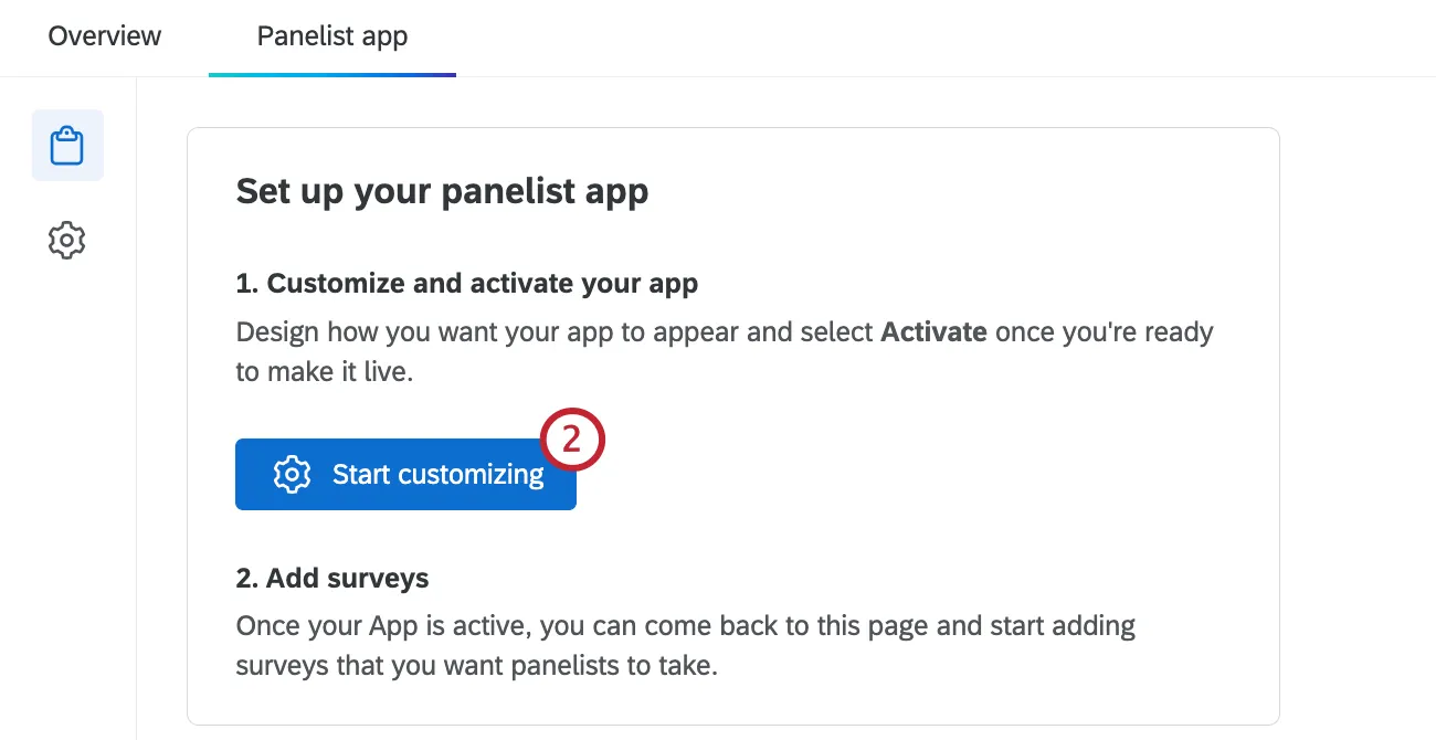 Drucktaste zum Starten des Customizings auf der Registerkarte für die Bereichslisten-App