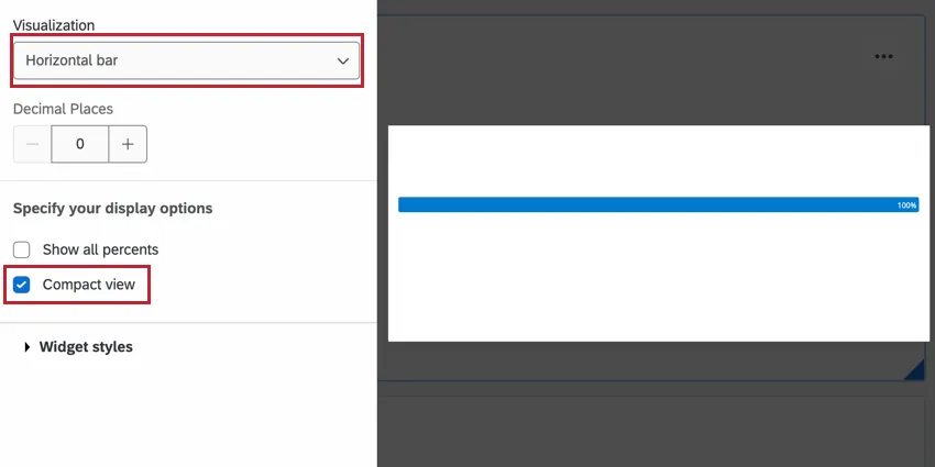 choosing the horizontal bar and compact view visualizations